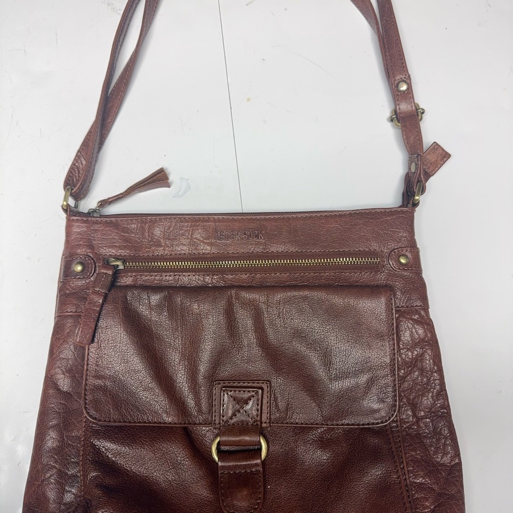 Vintage‎ Leder Buck Brown Leather Crossbody Bag